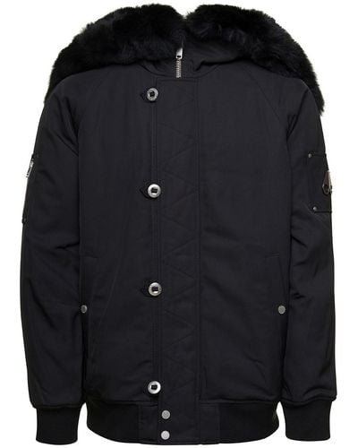 Moose Knuckles Zipped All The Way Jacket With Logo Patch - Black