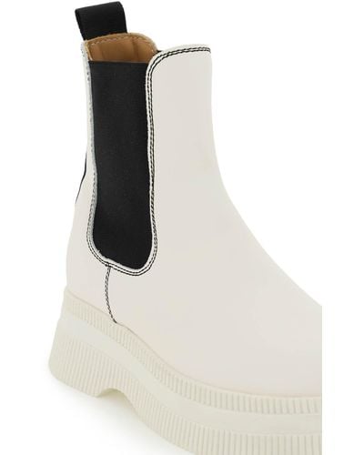 Ganni Leather Chelsea Boots - White