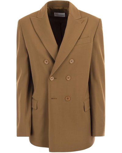RED Valentino Viscose And Wool Double-Breasted Jacket - Brown