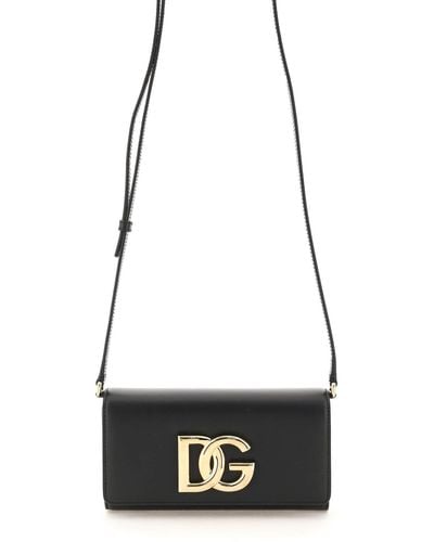 Dolce & Gabbana Leather Clutch With Logo - Black