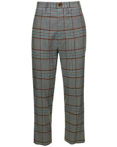 Vivienne Westwood High-Waisted Trousers With Check Motif - Grey