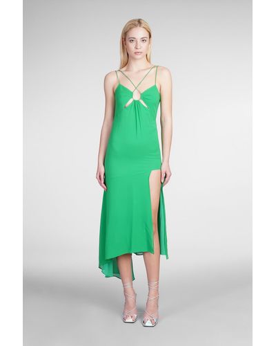 ANDAMANE Layla Midi Dress In Green Silk