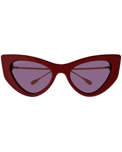 Gucci Gg1565S Line Fork 004 Burgundy Sunglasses - Purple