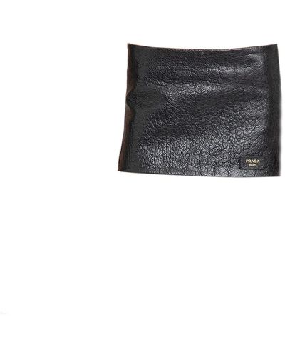 Prada Leather Mini Skirt - Black