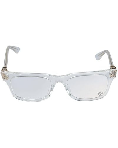 Chrome Hearts Logo Rectangle Transparent Glasses - White