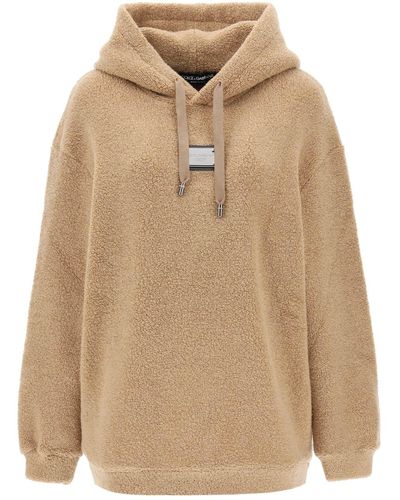 Dolce & Gabbana Maxi Hoodie In Wool Jersey - Natural