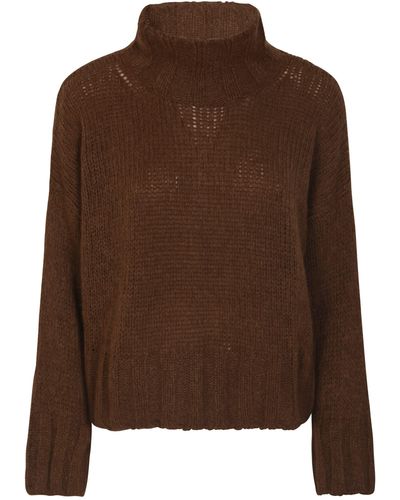 Saverio Palatella High-Neck Knit Pullover - Brown