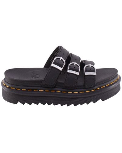 Dr. Martens Blaire Slide-on Leather Platform Sandals - Black