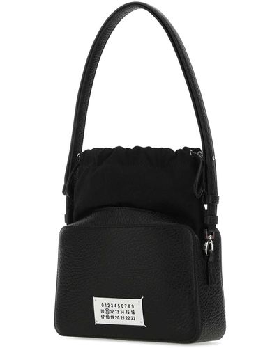 Maison Margiela Leather And Fabric 5Ac Bucket Bag - Black
