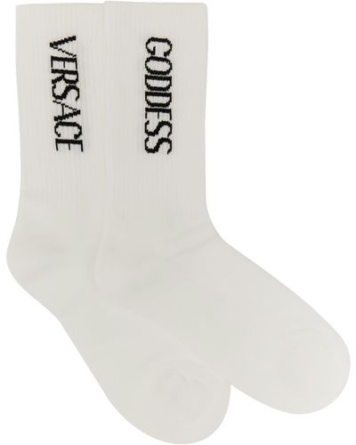 Versace Socks With Logo - White