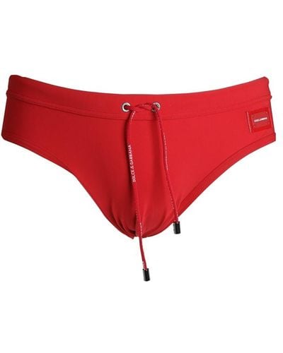 Dolce & Gabbana Swim Briefs In Run-resistant Technical Fabric - Red