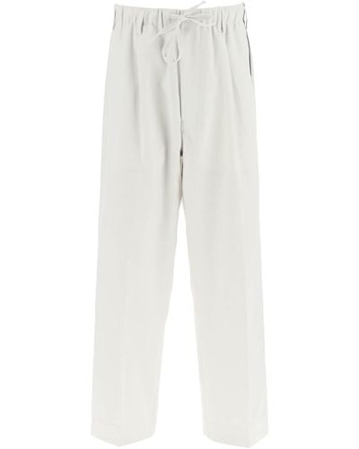 Y-3 Lightweight Twill Trousers With Side Stripes - White