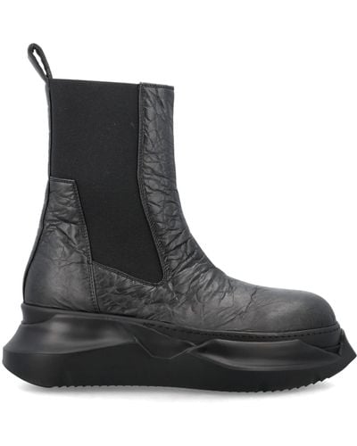 Rick Owens Beatle Abstract Crinkled-leather Boots - Black