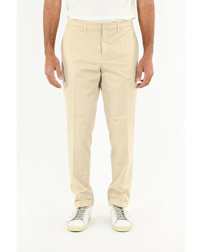 Fay Capri Trousers With Cuff - Natural