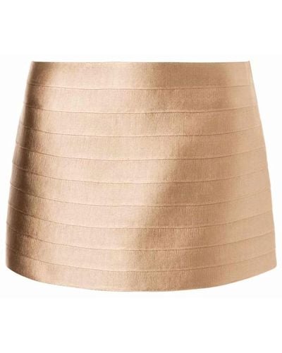 Alberta Ferretti Satin Mini Skirt - Natural
