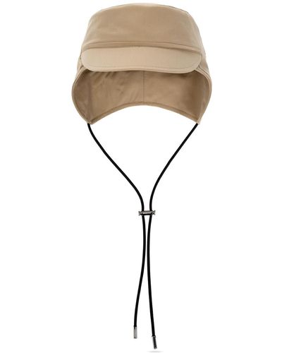 Burberry Monogram-Embroidered Trapper Hat - Natural