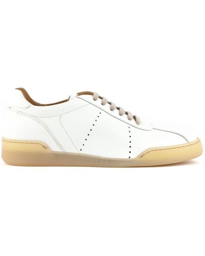 Green George White Leather Trainer