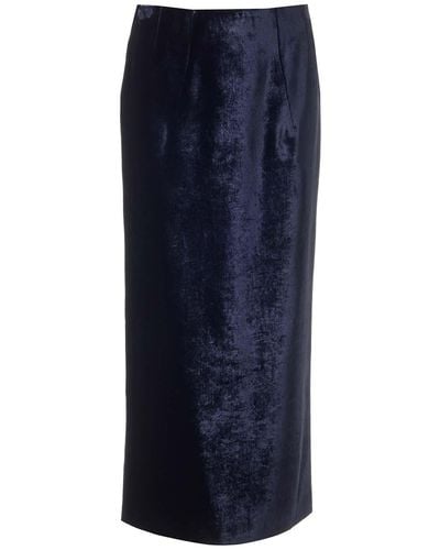 Fendi Long Velvet Pencil Skirt - Blue