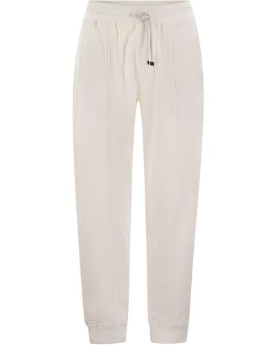 Brunello Cucinelli Cotton Fleece Pants With Crête And Elasticated Hem - White