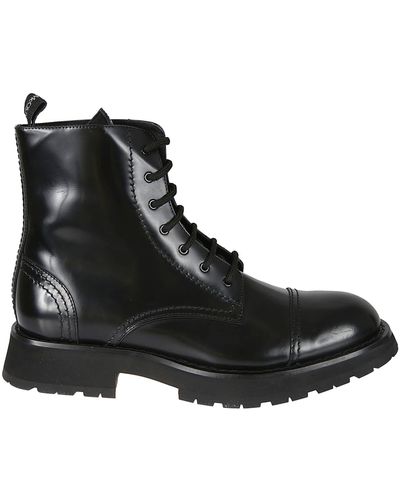 Alexander McQueen Lace-up Leather Boots - Black