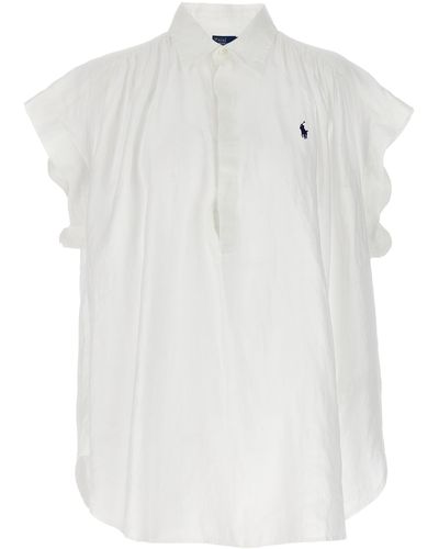 Polo Ralph Lauren Logo Embroidery Blouse - White