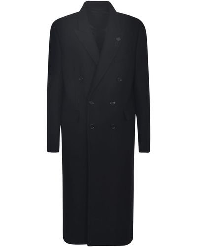 Lardini Double-Breasted Long Coat - Black