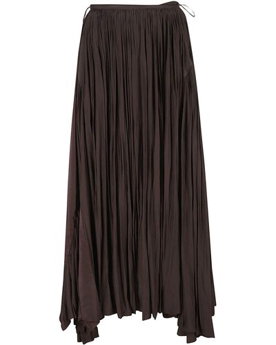 Lanvin Pleat Detail Asymmetric Skirt - Brown