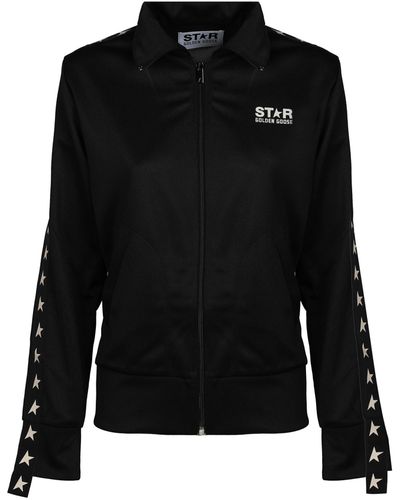 Golden Goose Sweatshirt With Zip With White Stars - Black