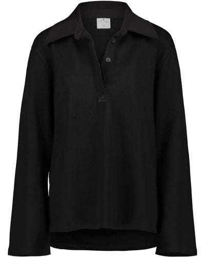 Courreges Pique Polo Shirt - Black