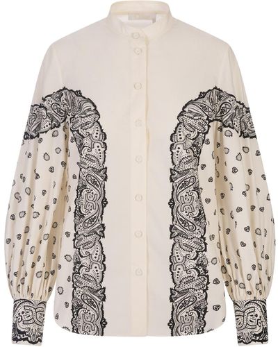 Chloé Printed Shirt With Balloon Sleeves - White