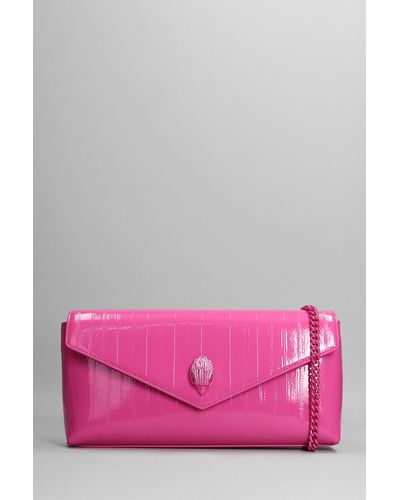 Kurt Geiger Shoreditch Envelope Shoulder Bag In Fuxia Patent Leather - Pink