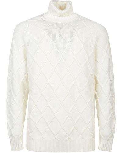 Drumohr Long Sleeve Turtle Neck Sweater - White