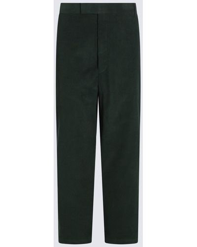 Thom Browne Dark Gree Cotton Trousers - Green