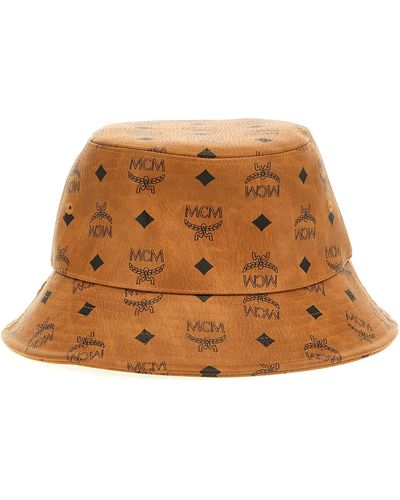 MCM Logo Print Bucket Hat Hats - Brown