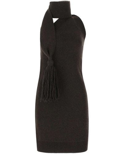 Bottega Veneta Dark Wool Mini Dress - Black