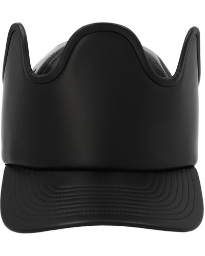 Burberry Crown Detail Leather Cap - Black