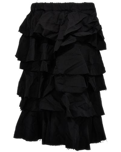 COMME DES GARÇON BLACK Flounces And Pleated Skirt - Black