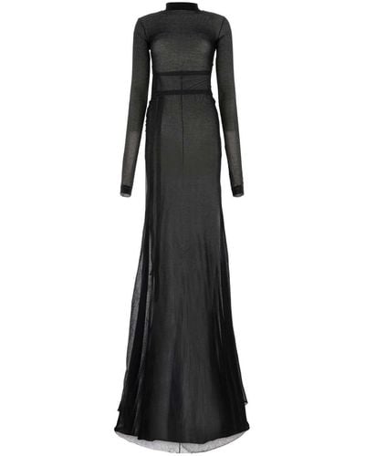Ann Demeulemeester Black Cotton Blend Long Dress