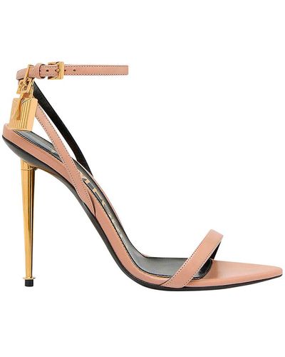 Tom Ford Sandals With Metal Heel And Padlock - Metallic