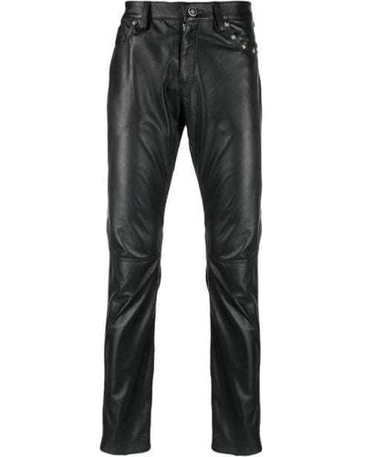 John Richmond Skinny Pants In Faux Leather - Gray