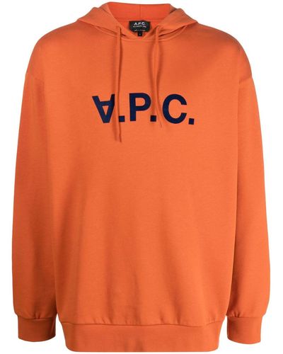 A.P.C. V.p.c. Logo-print Hoodie - Orange