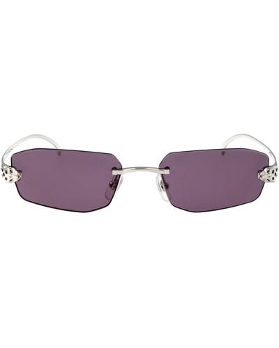 Cartier Geometric Frame Sunglasses - Purple