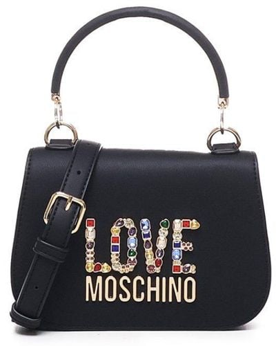 Moschino Logo-Embellished Top Handle Bag - Blue