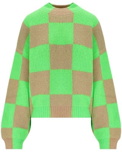 Stine Goya Adonis Check Green And Beige Sweater