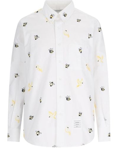 Thom Browne Embroidery Detail Shirt - White