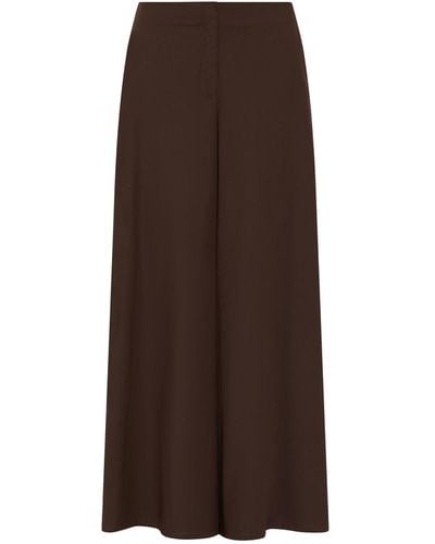 Marella Wide High-Waisted Pants - Brown