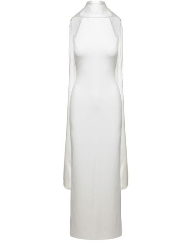 Solace London 'Dahlia' Long Dress With Halterneck - White