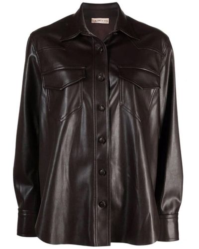 Blanca Vita Faux Leather Shirt - Black