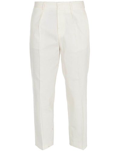 Gcds Cropped Cotton Pants - White