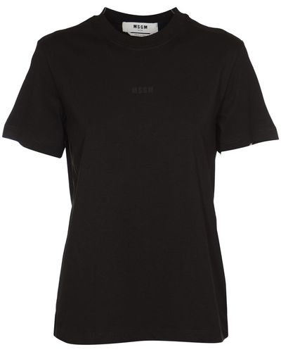 MSGM Logo Round Neck T-Shirt - Black